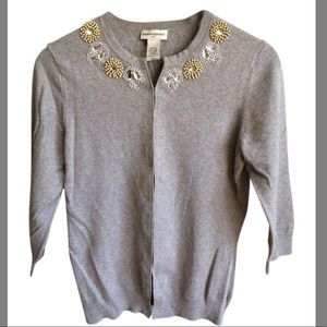 Banana Republic Gray Cardigan with beaded detail